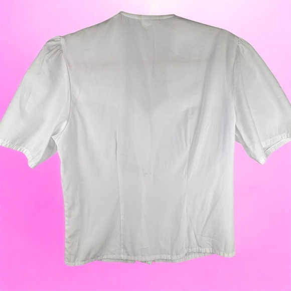 Jayelle Feminine Elegant White Button-Up Women's Top Cottagecore Poofy Sleeves M - Picture 3 of 9